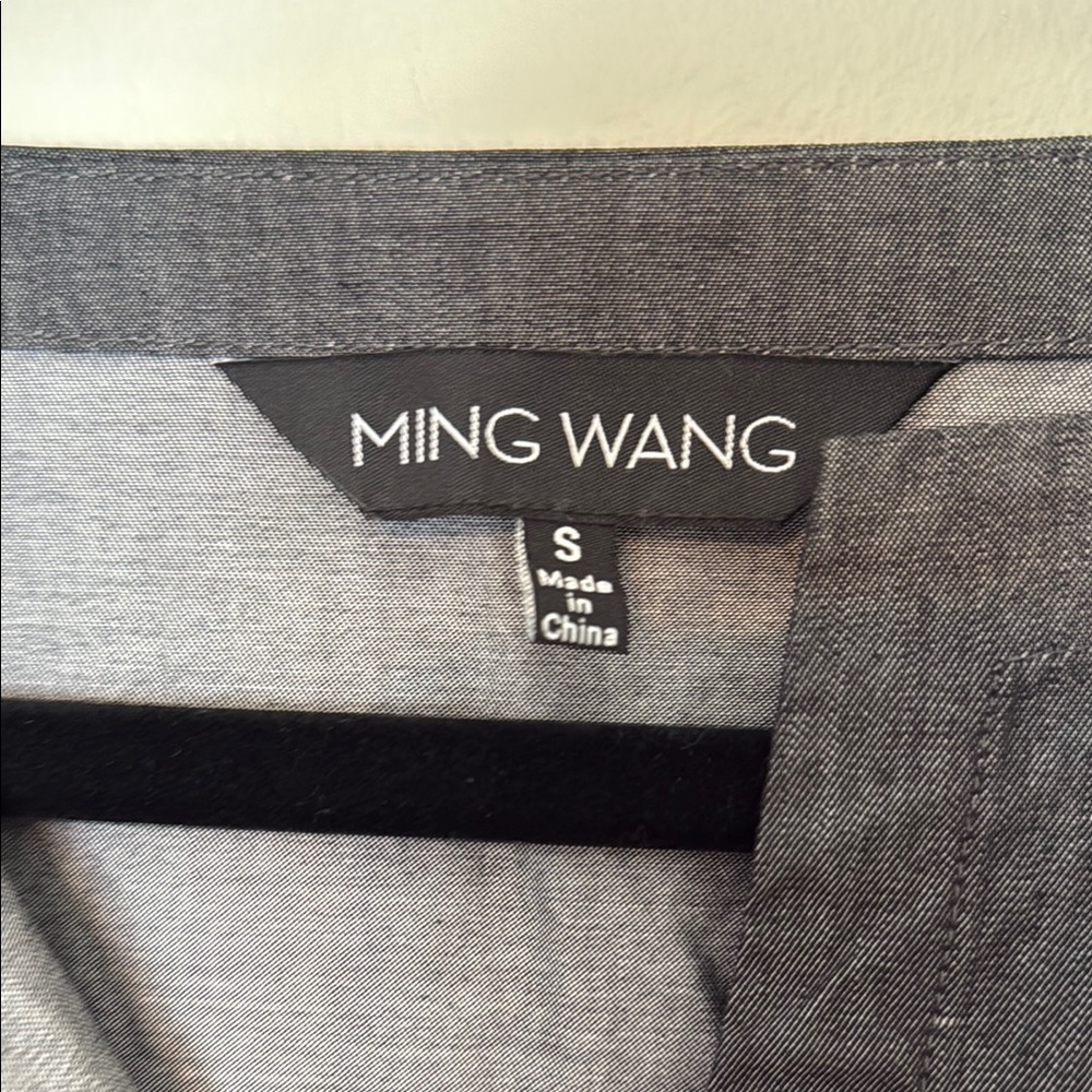 Ming Wang Gray Split Neck Cotton Shift Dress - image 5